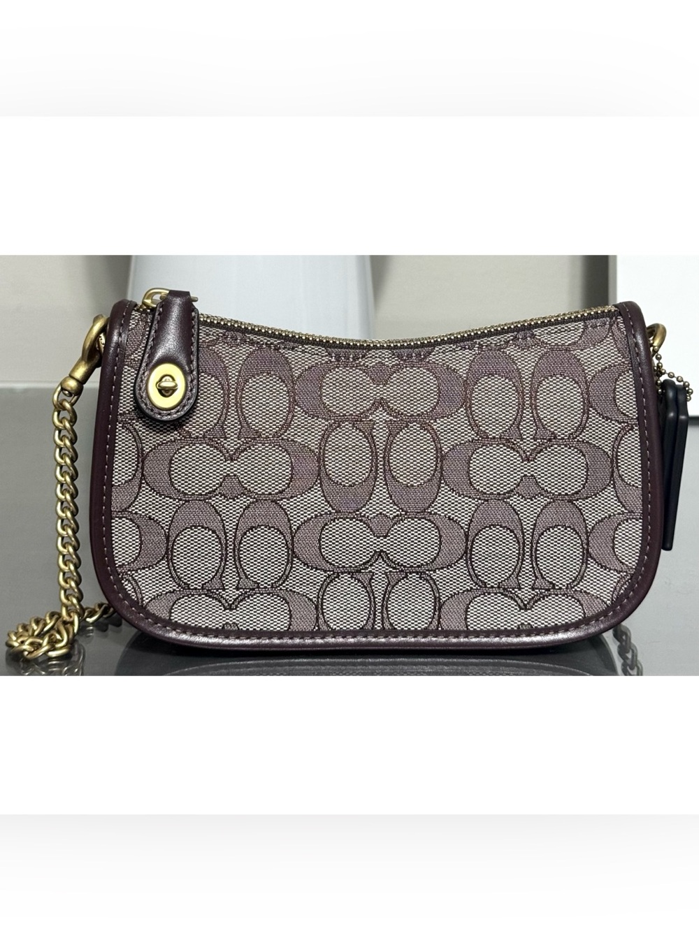 COACH Swinger Bag 20 With Chain, BRASS/OAK MAPLE